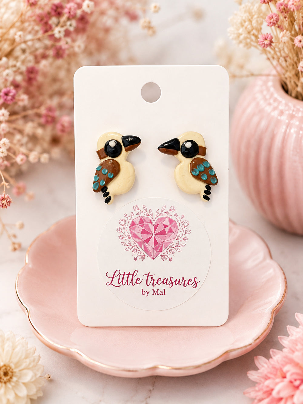 Handmade Kookaburra Stud Earrings