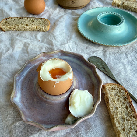Slow Mornings Ceramic Egg Plate Set | Handmade Breakfast Plates