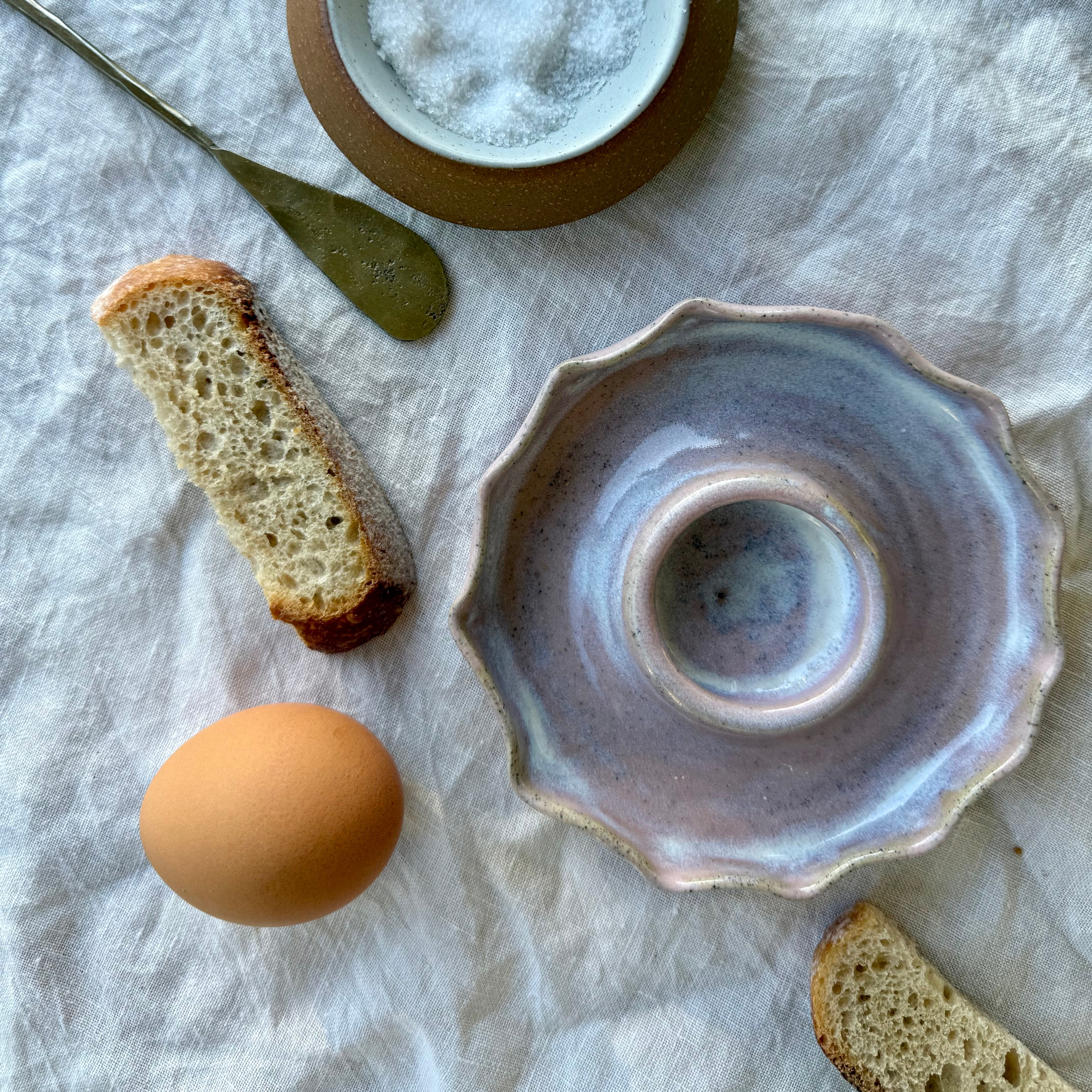 Slow Mornings Ceramic Egg Plate Set | Handmade Breakfast Plates