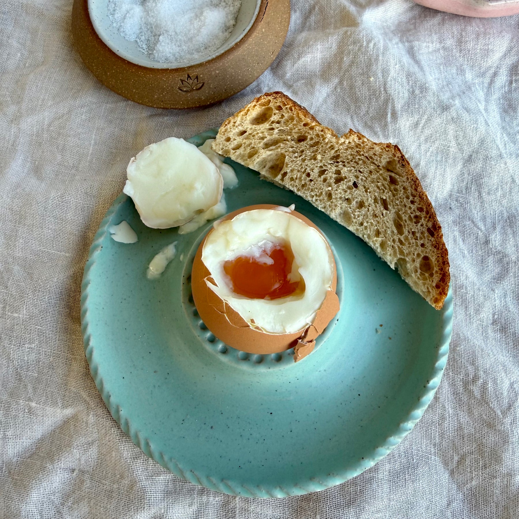 Slow Mornings Ceramic Egg Plate Set | Handmade Breakfast Plates