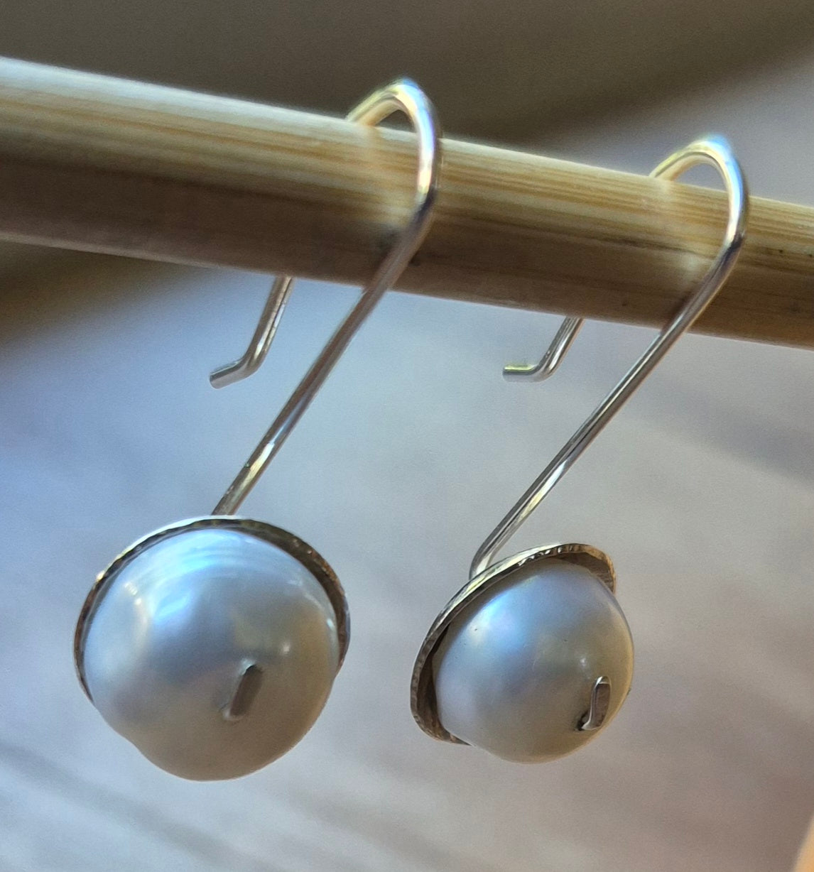 Water pearl earrings.