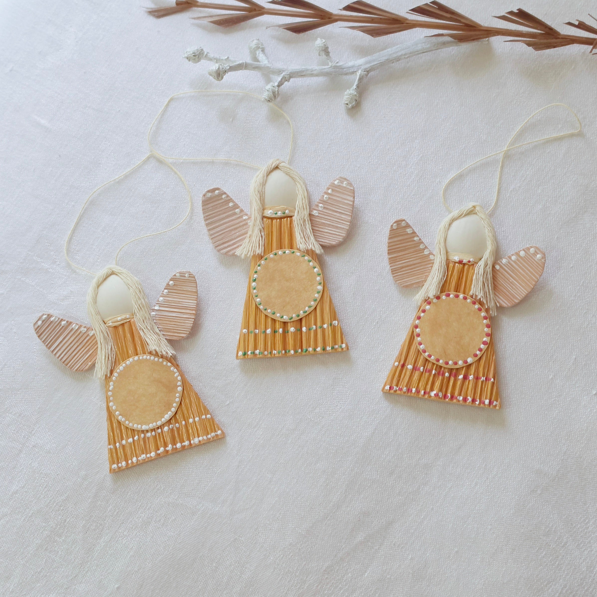 Hello - Palm Angel Christmas Ornament, Set of three