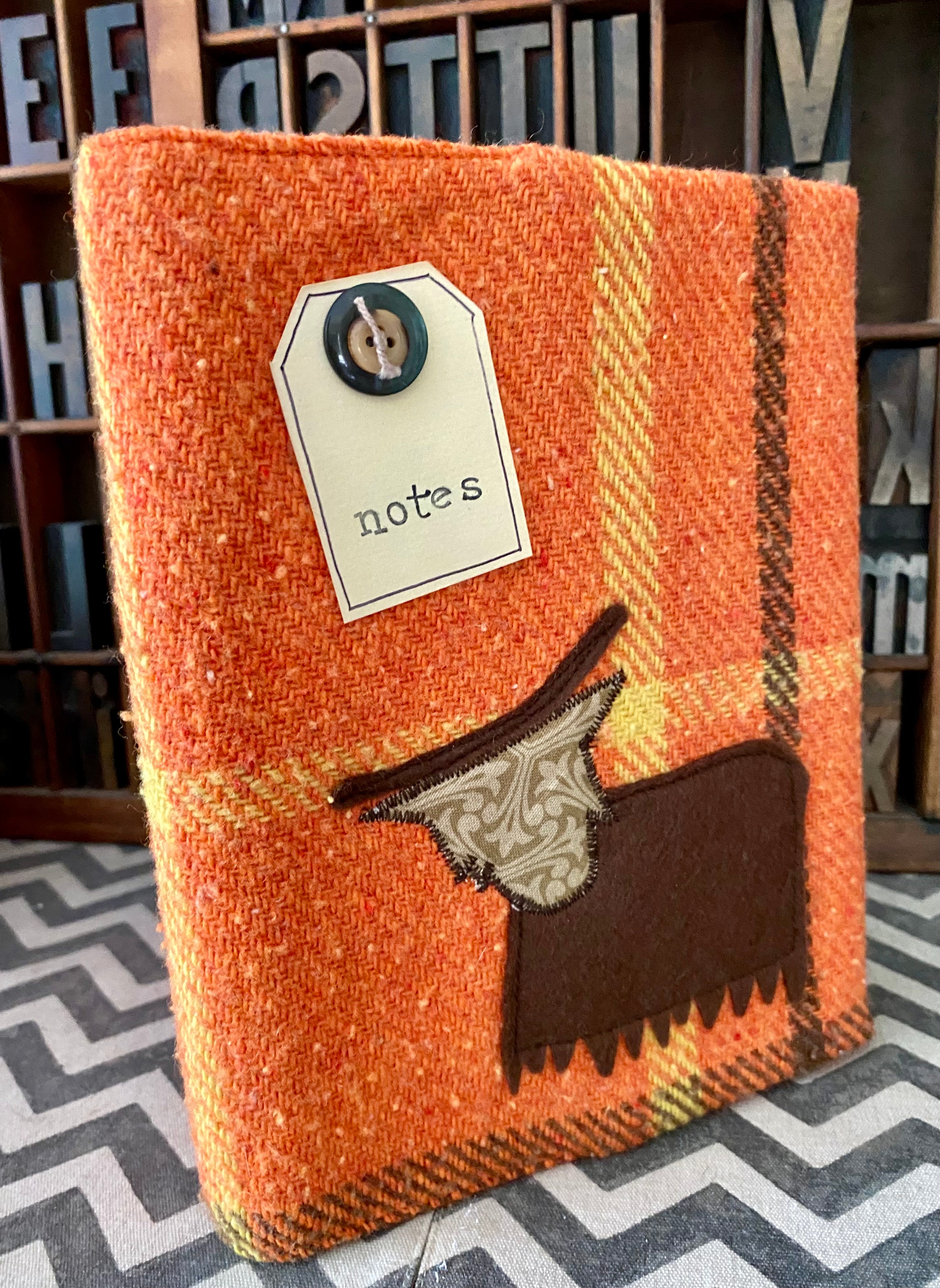 A5 Upcycled Notebook Highland Cow - Orange
