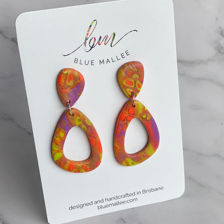 Polymer Clay Double Drop Stud Earrings – Sunset