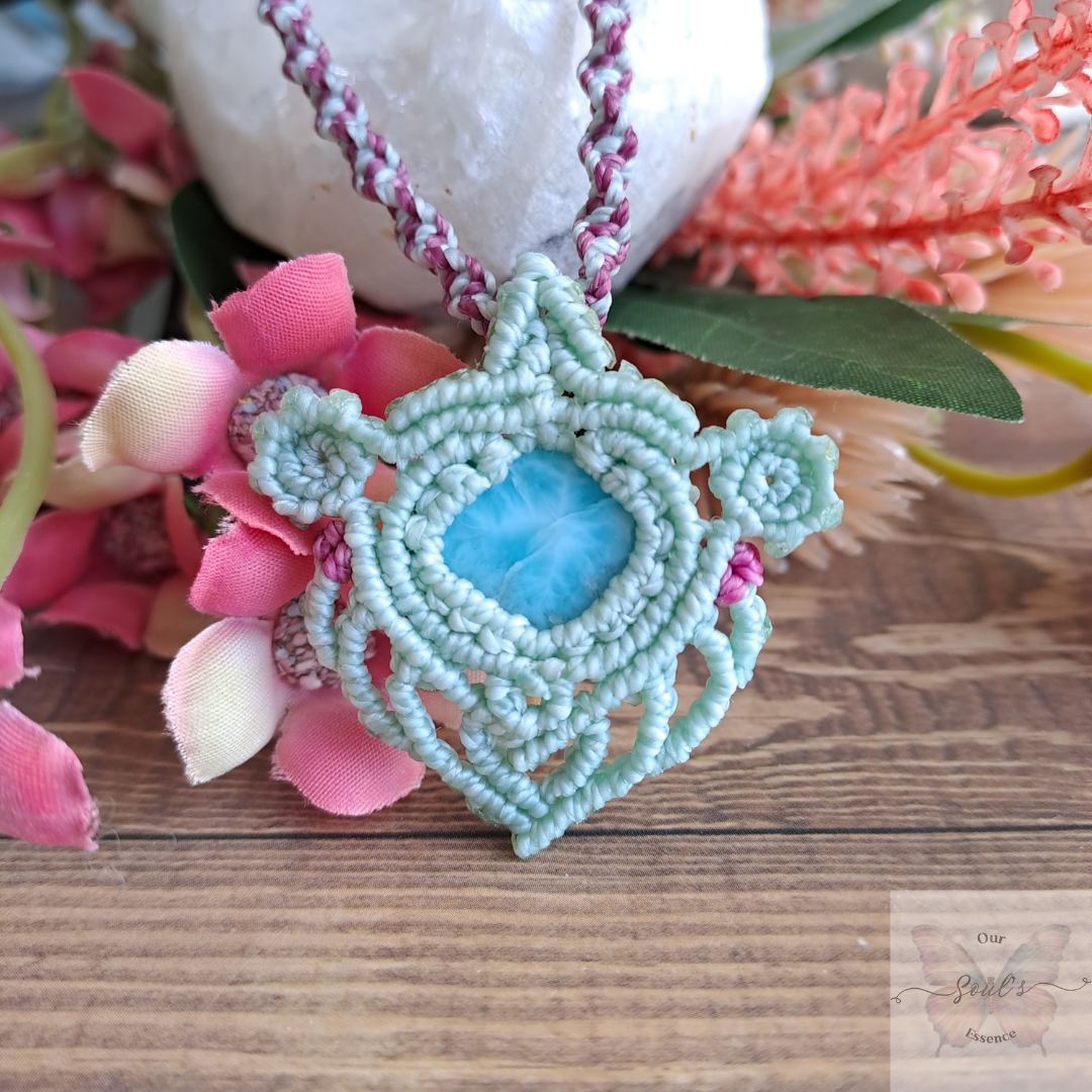 Larimar Micro Macramé Necklace