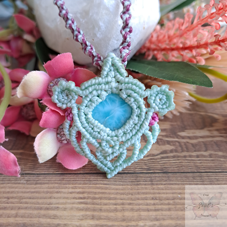 Larimar Micro Macramé Necklace