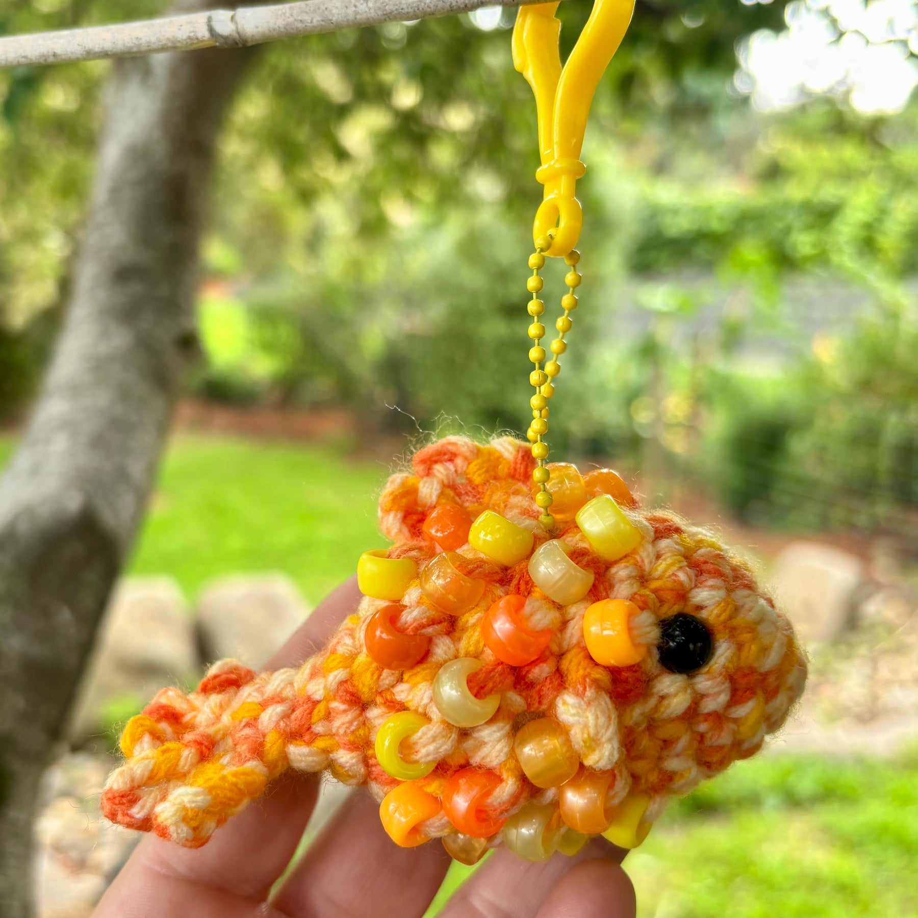 Fish Crochet Beaded Fidget Key Chain Toy Bag Tag