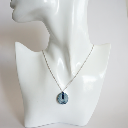 Denim and Lapis Lazuli Stone Beads Necklace