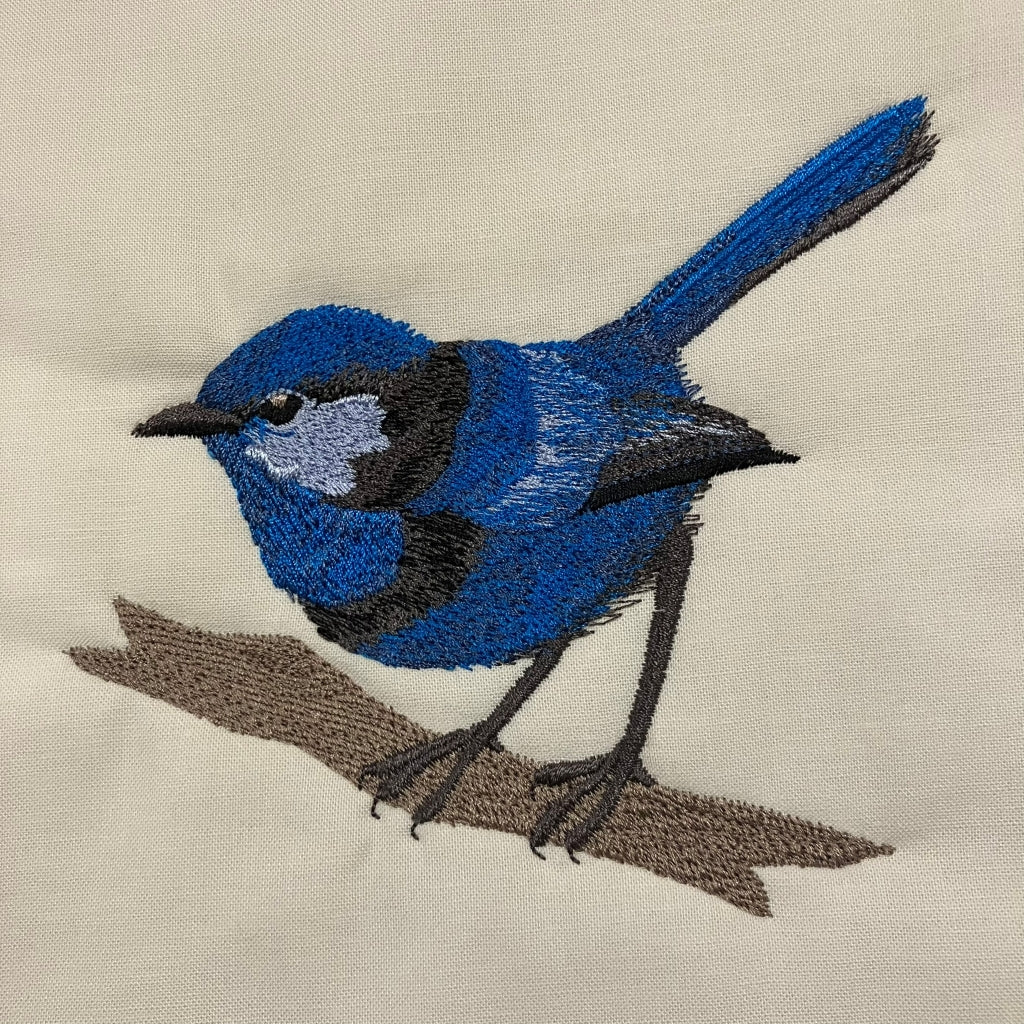 handmade Australian native quilted - blue wren
