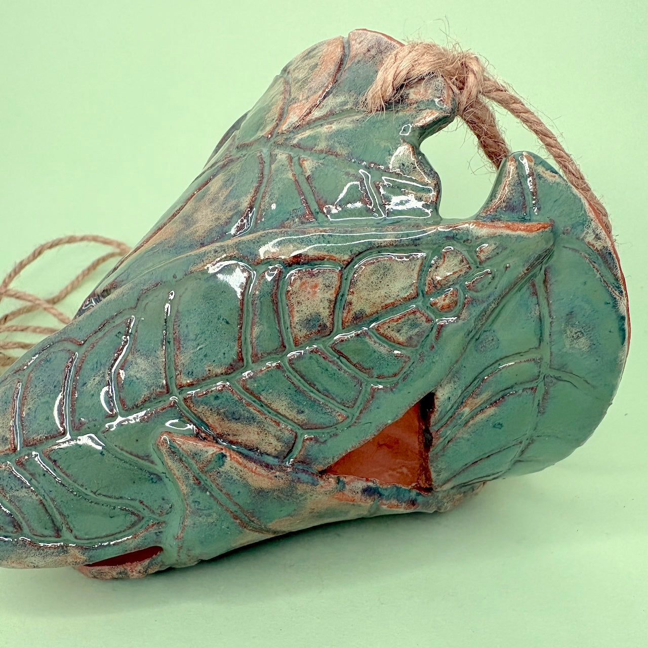 Ceramic hanging cone orchid pot - leaf design