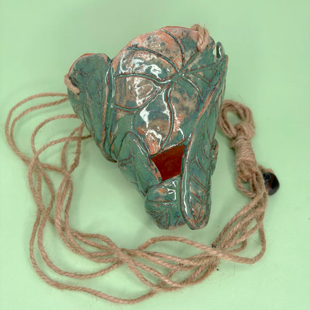 Ceramic hanging cone orchid pot - leaf design