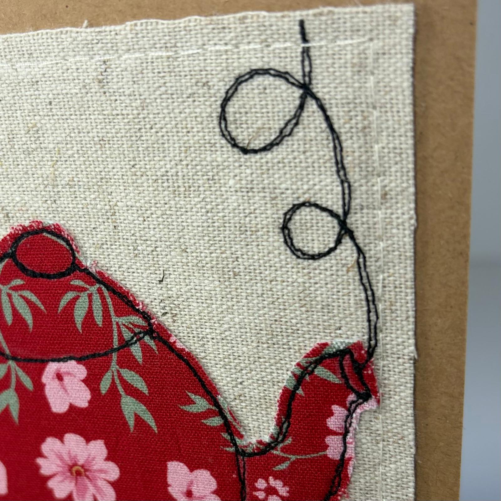 Fabric Greeting Card & Envelope| Tea Time| 13cm x 13cm