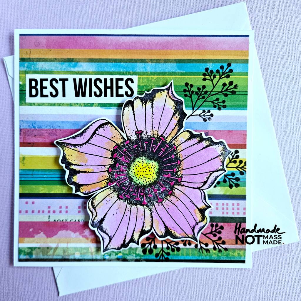 "Best wishes", pretty floral, blank birthday card