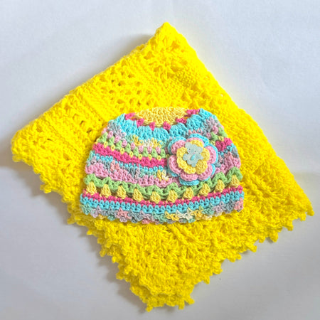 Crocheted Baby Hat with Flower Detail