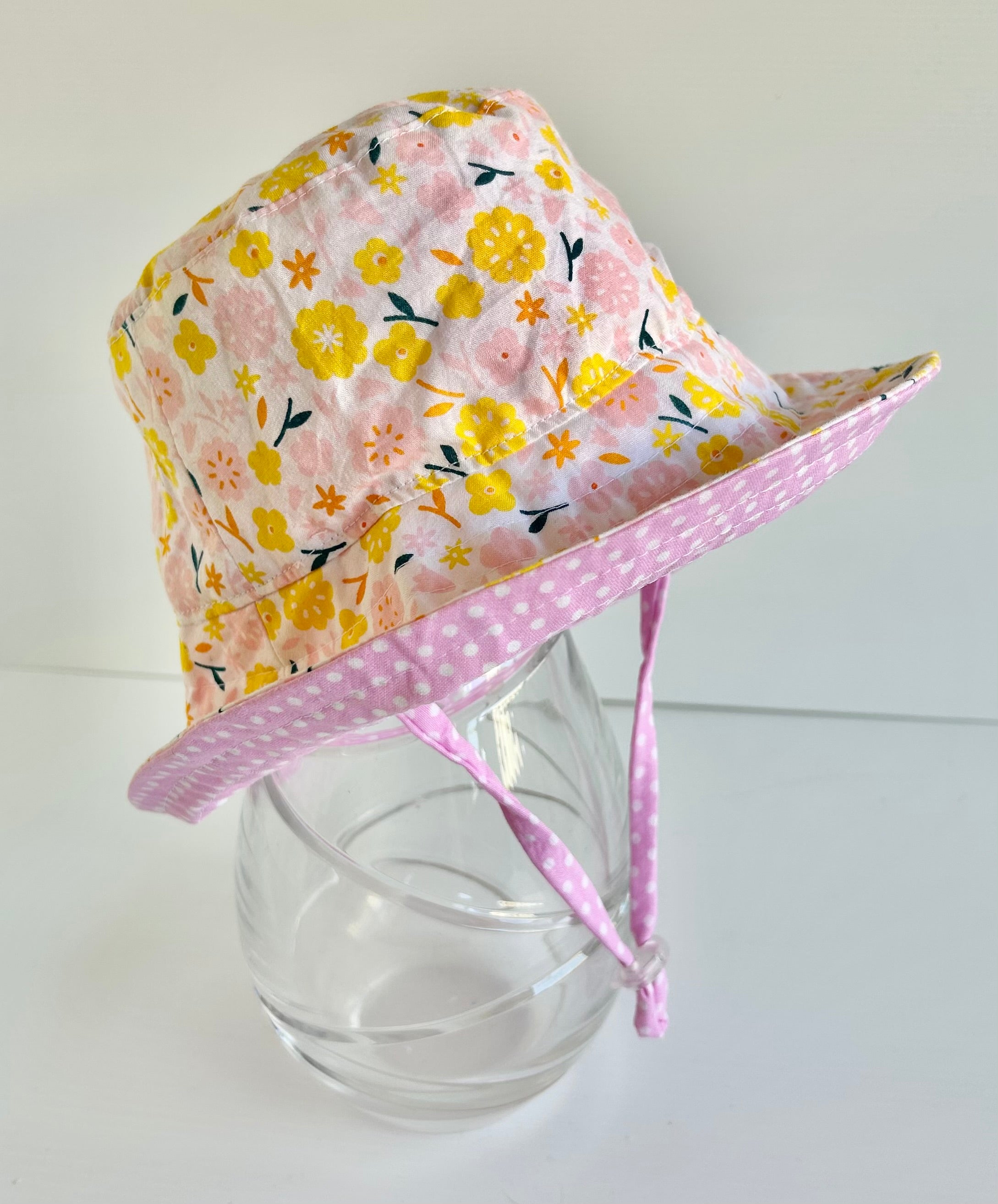 Ready to post- Extra small size wide brim hats with chin strap- reduced price