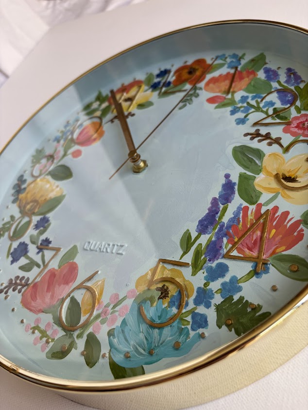 Floral Wall Clock - Baby Blue