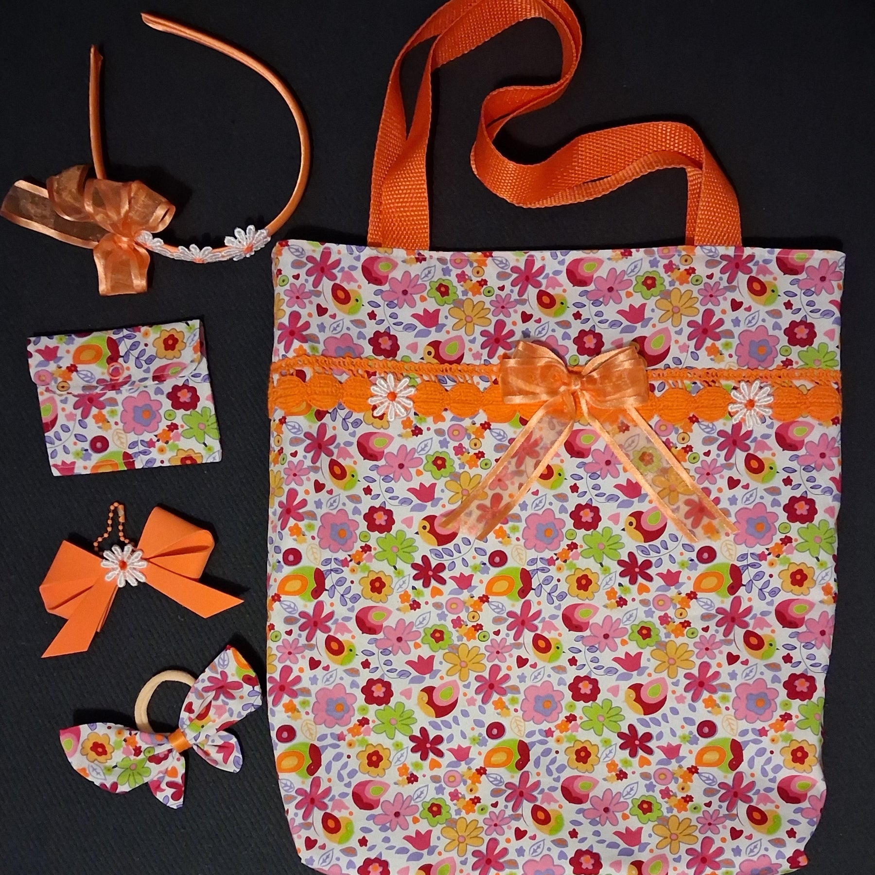 Children's Tote Bag, Purse, Bag Charm and Hair Accessories
