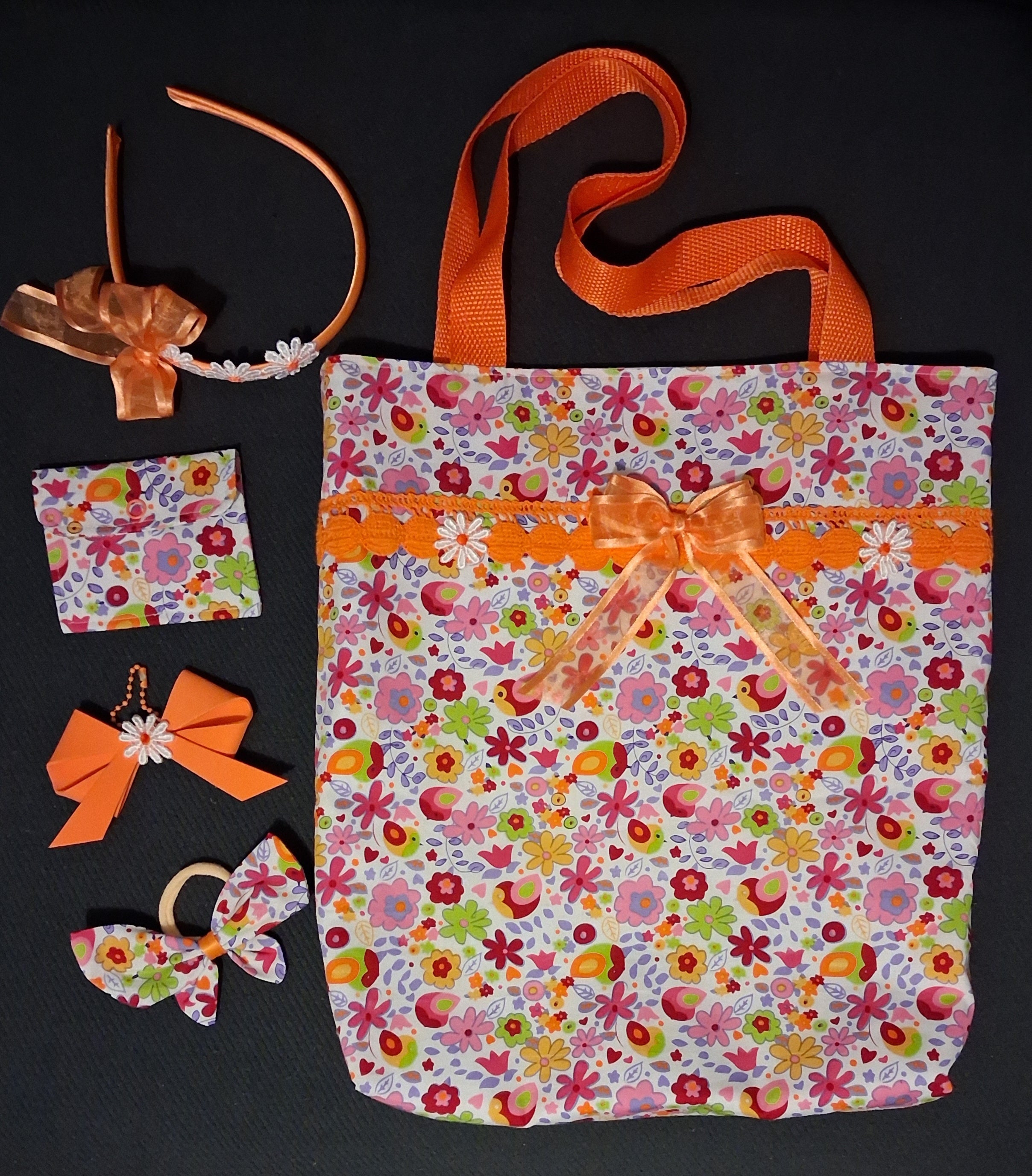 Children's Tote Bag, Purse, Bag Charm and Hair Accessories