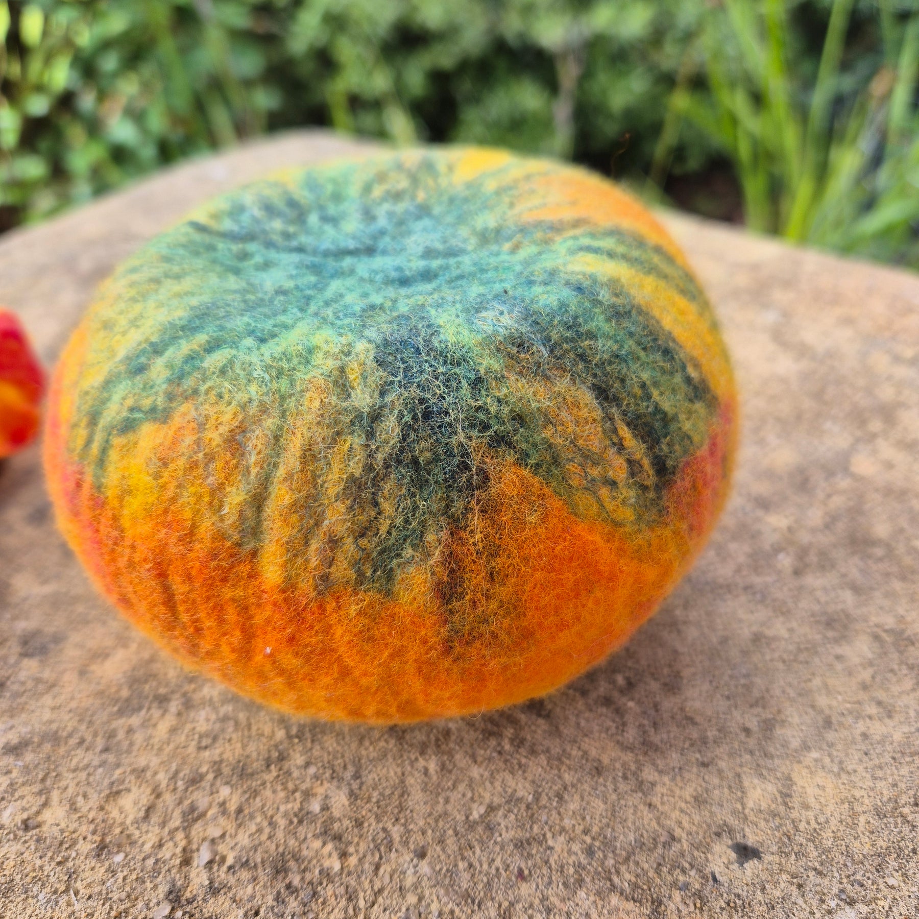 Sunflower Felted Wool Vessel with Flower Lid – Handmade Trinket Bowl