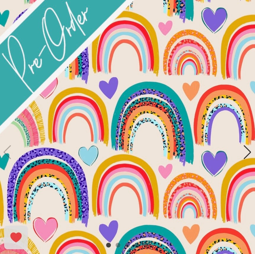 PRE-ORDER Water-resistant wet bags (Rainbows with Hearts and Leopard - Kate Hennessy Design)