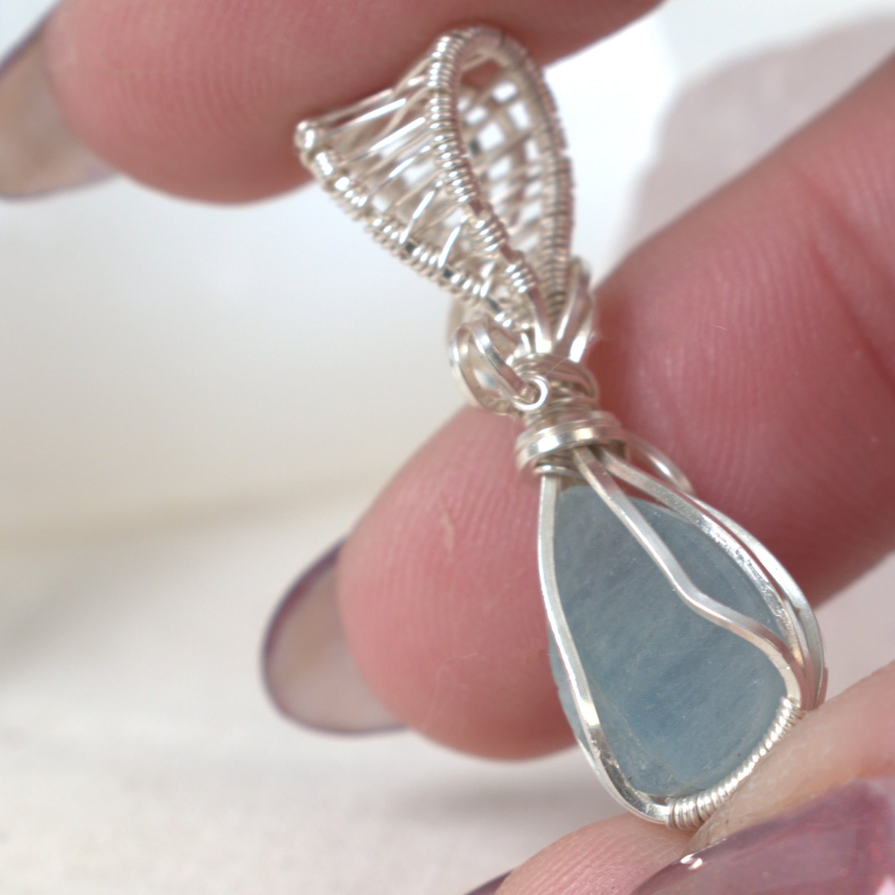 Wire Wrapped Aquamarine Keepsake Pendant