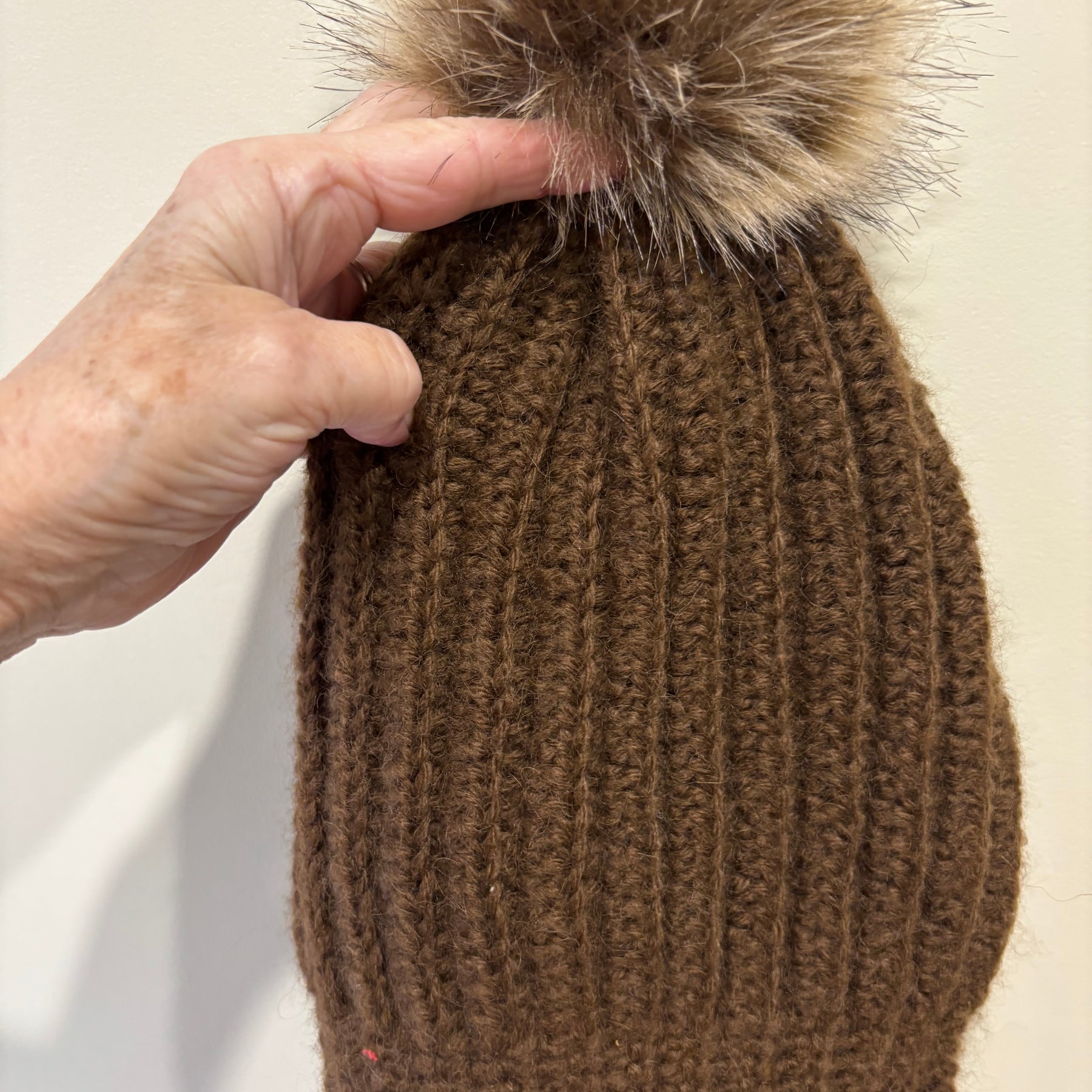Hand Crocheted Beanie | Chocolate | With Pom Pom