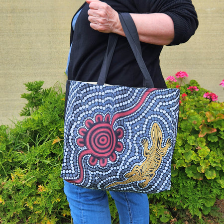 Tote Bag with boxed corners - Aboriginal Design
