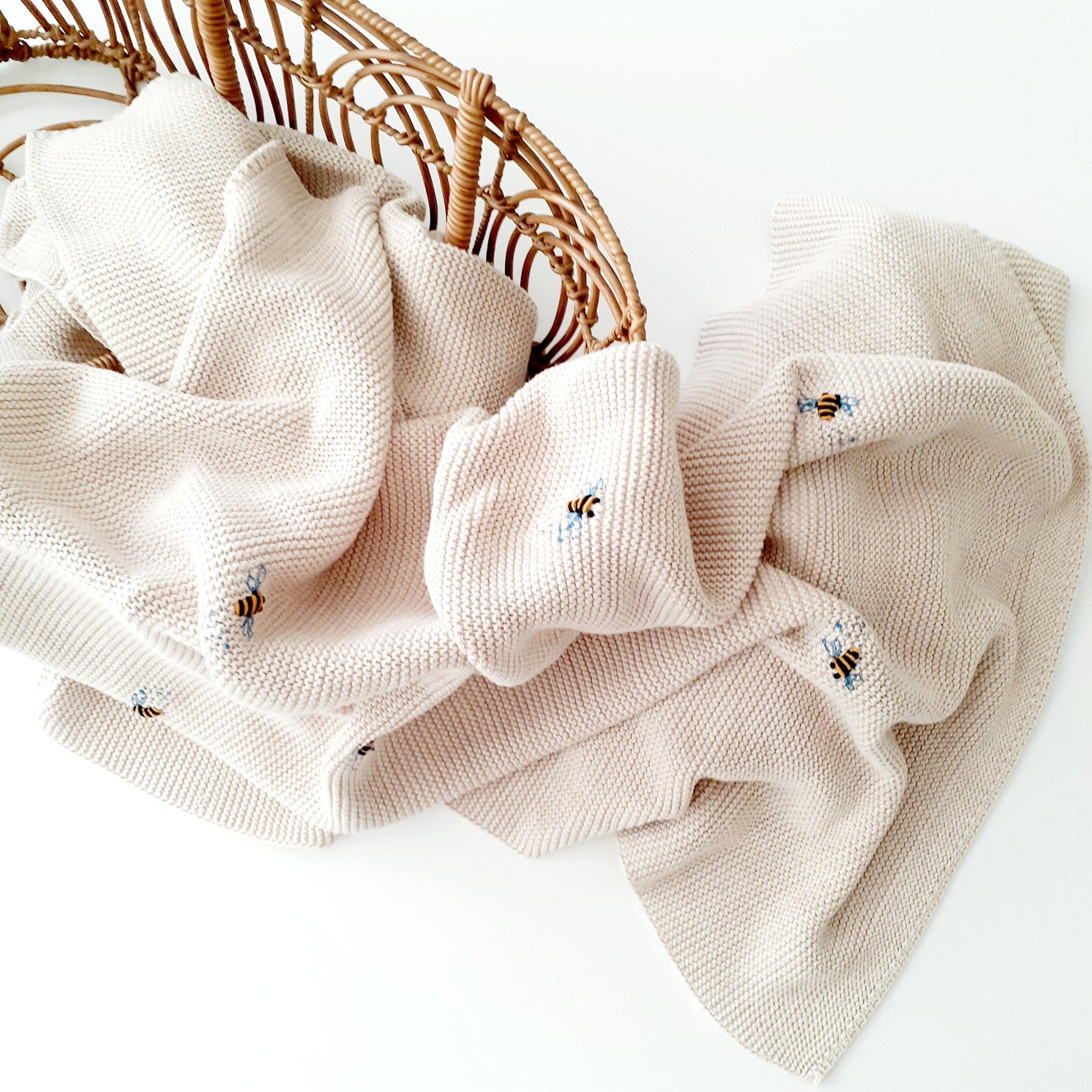 Chunky Knit Baby Blanket, Hand Embroidered, Newborn Gift, Boy, Girl
