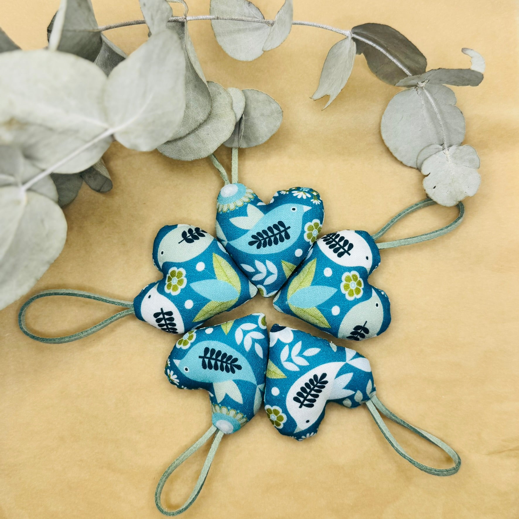 Handmade Teal Scandinavian Hearts