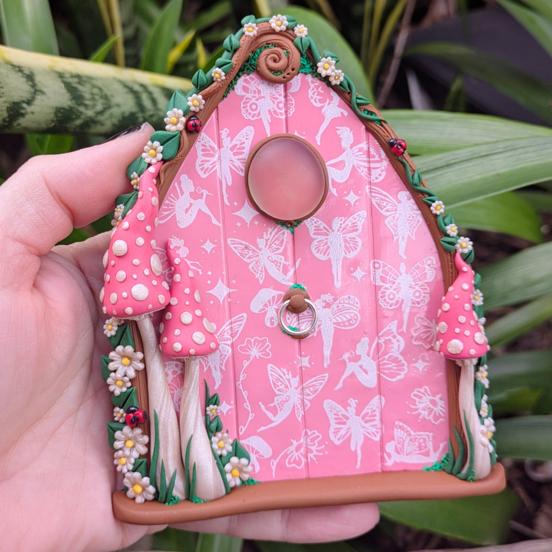 Pretty patterned Fairy Doors - available in Pink, Purple or Blue