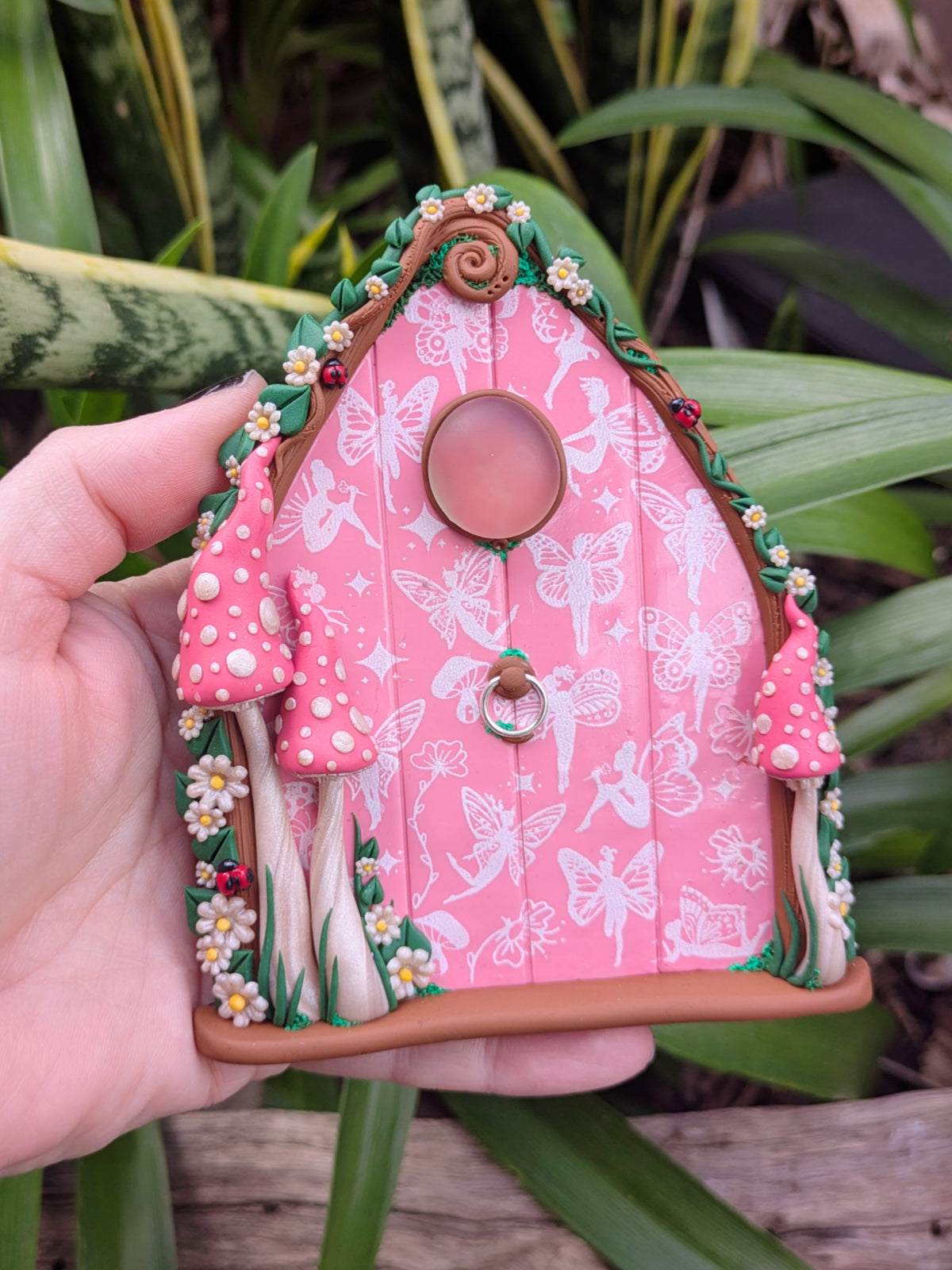 Pretty patterned Fairy Doors - available in Pink, Purple or Blue