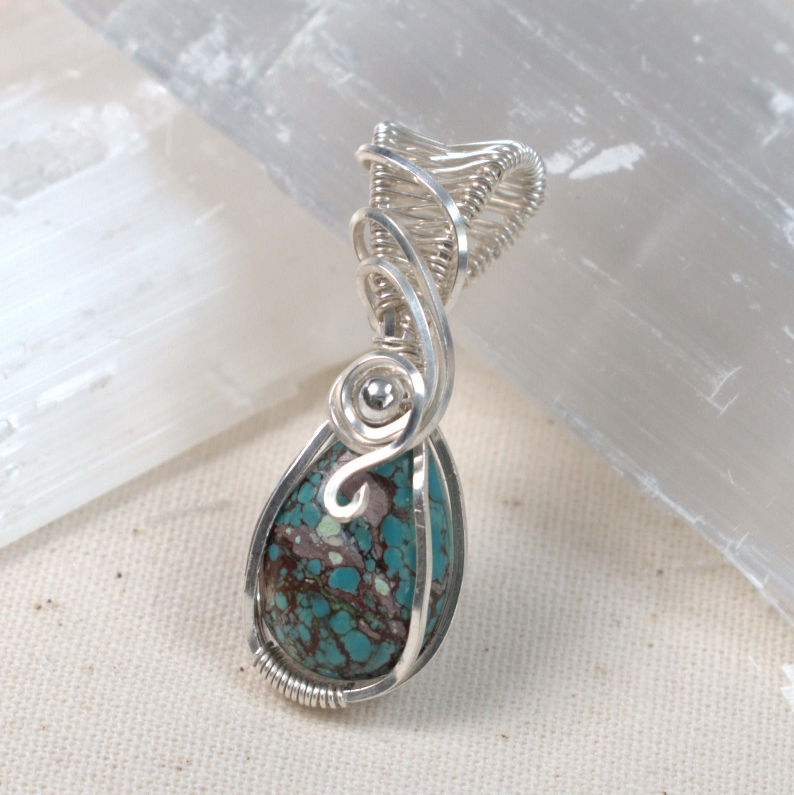 Wire Wrapped Tibetan Turquoise Keepsake Pendant