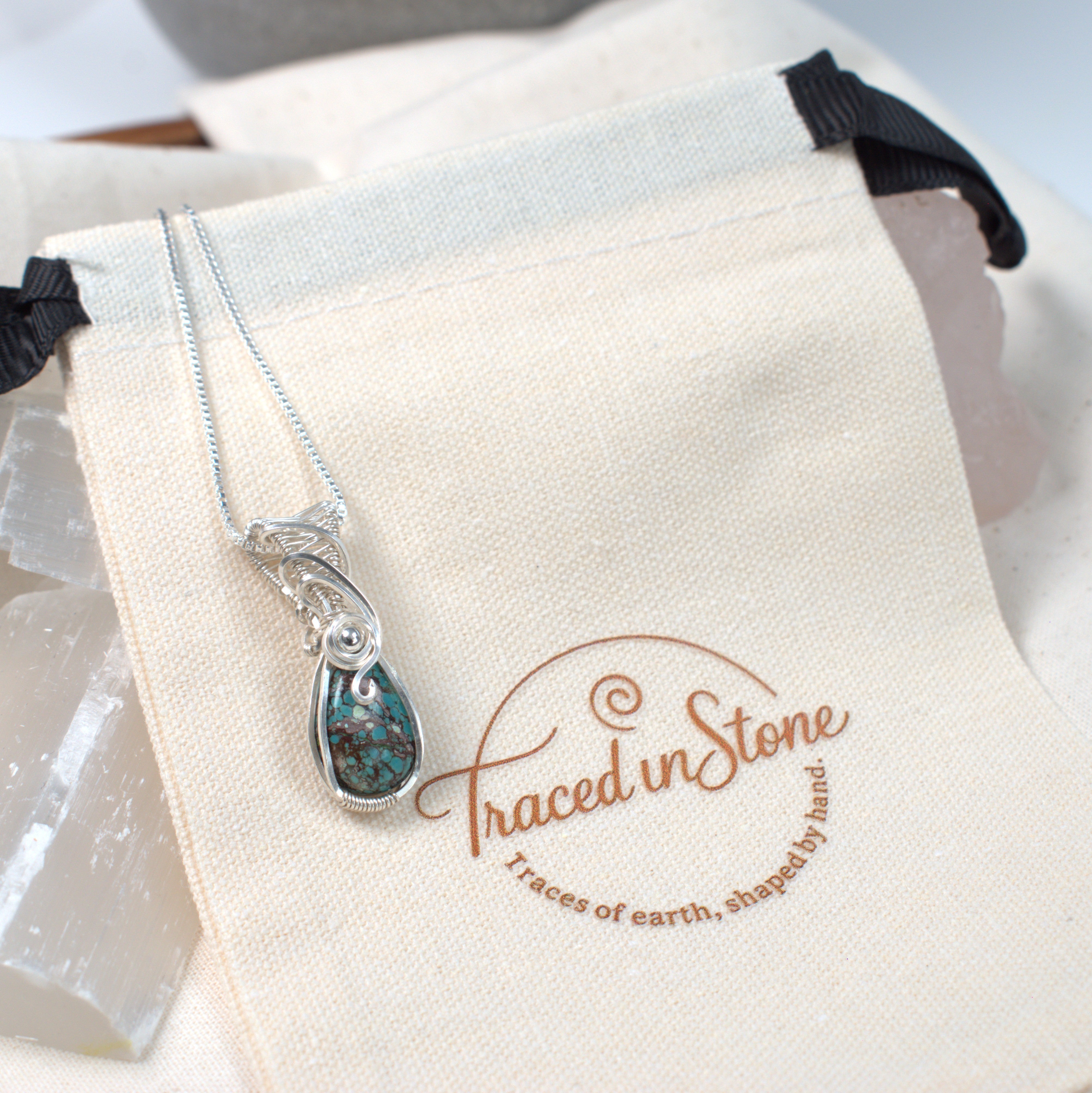 Wire Wrapped Tibetan Turquoise Keepsake Pendant