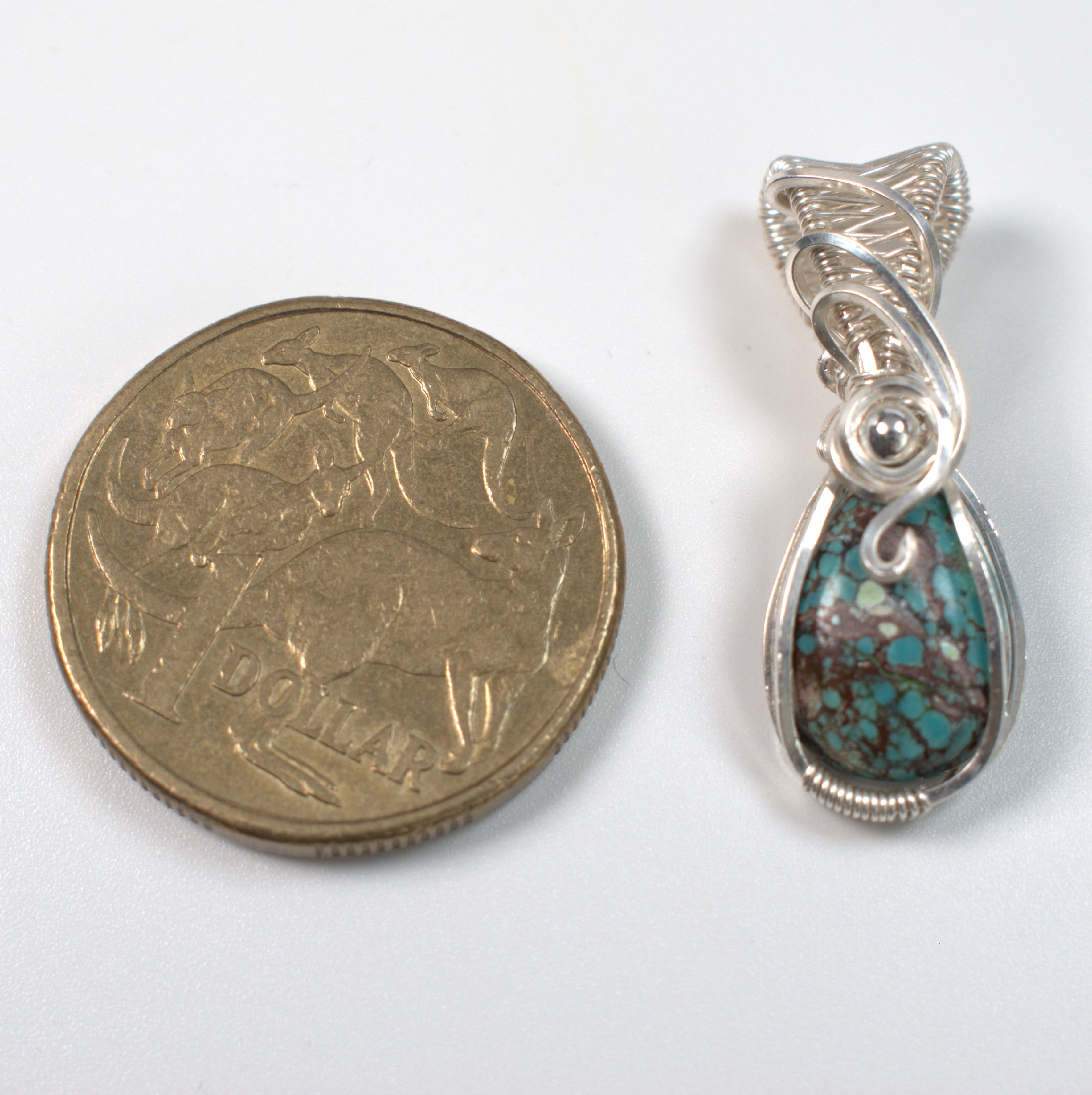 Wire Wrapped Tibetan Turquoise Keepsake Pendant