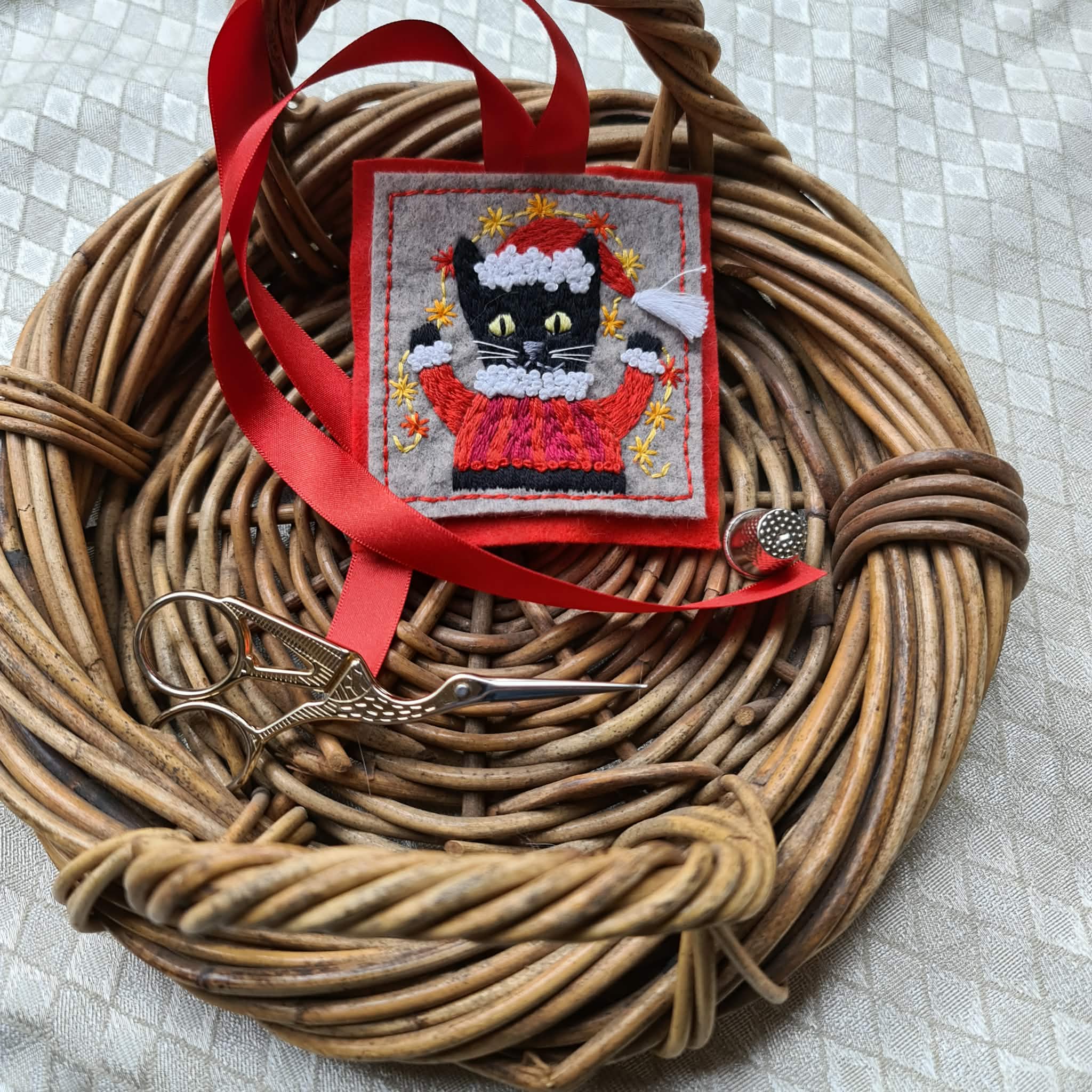 Tinsel Cat Christmas Decoration