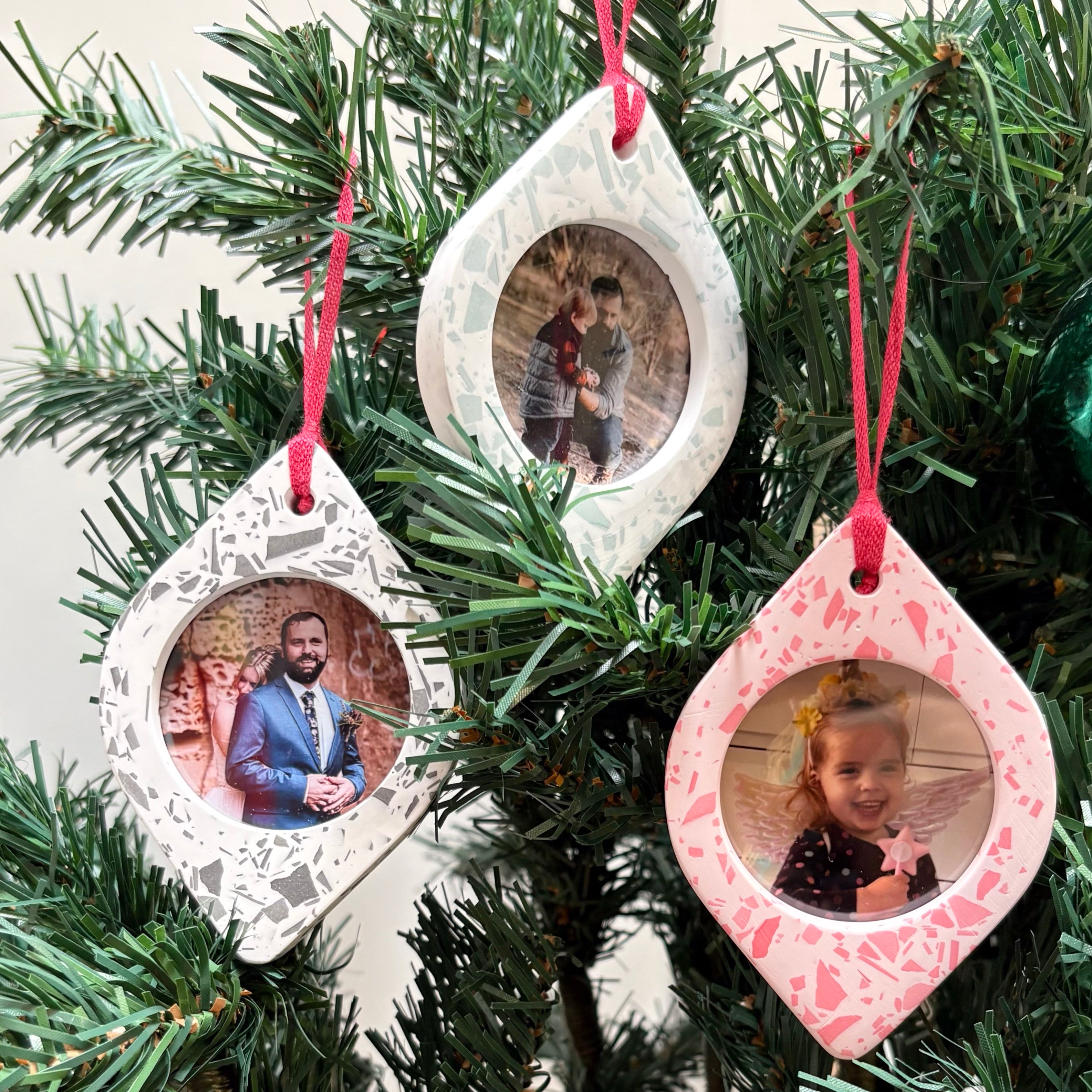 Terrazzo Christmas hanging ornament photo frames