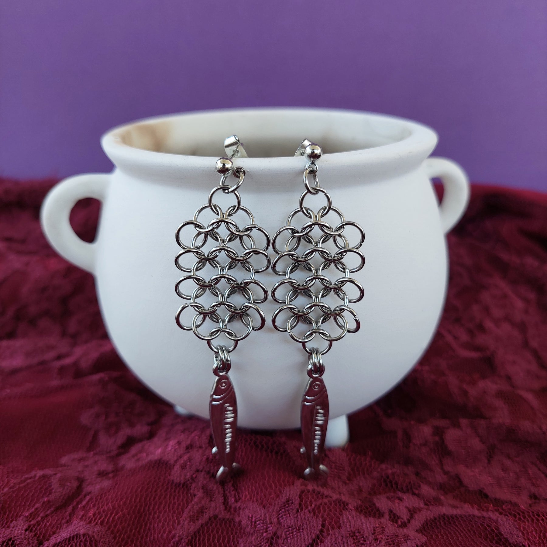 Fishy chainmaille earrings