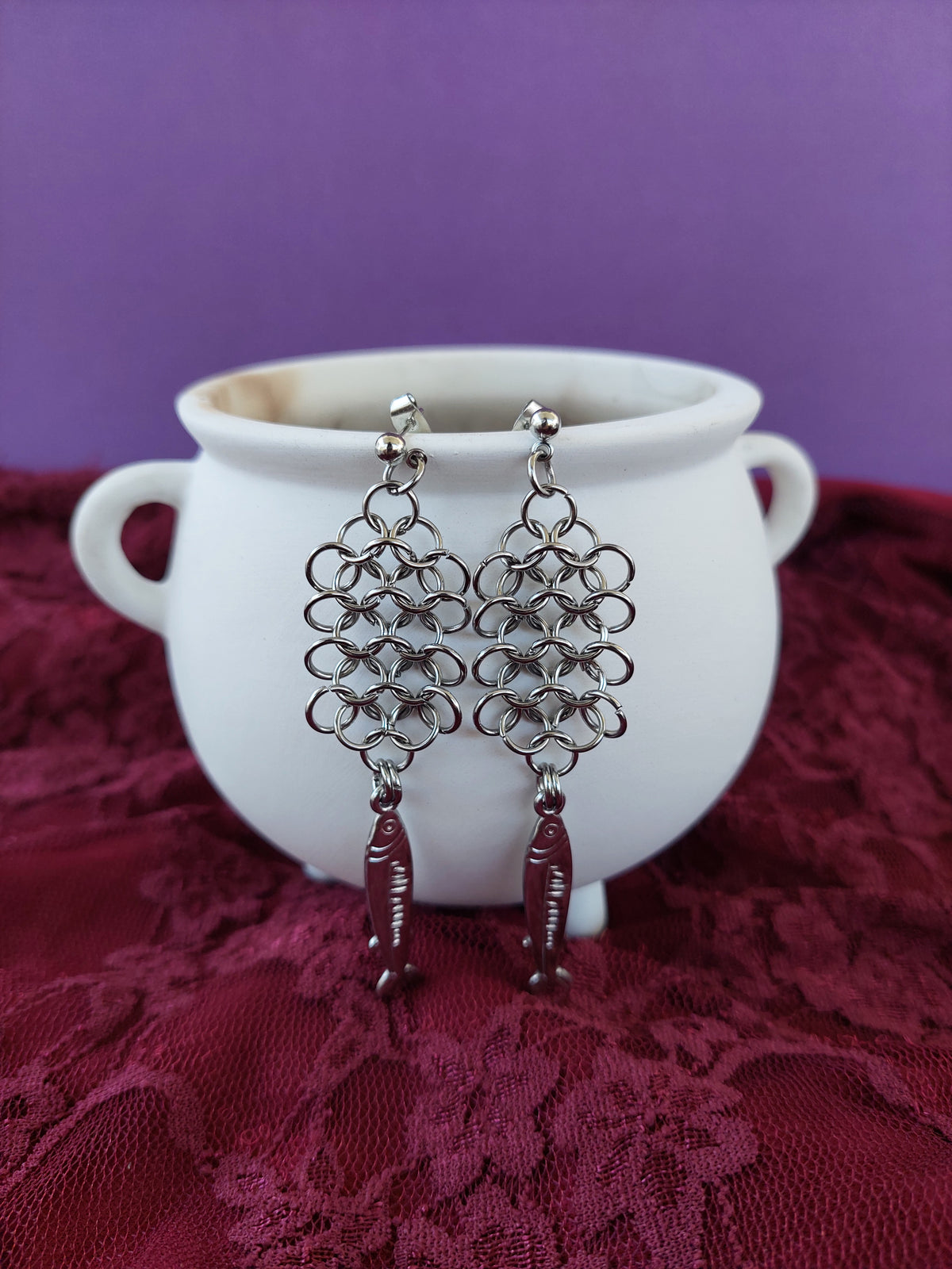 Fishy chainmaille earrings