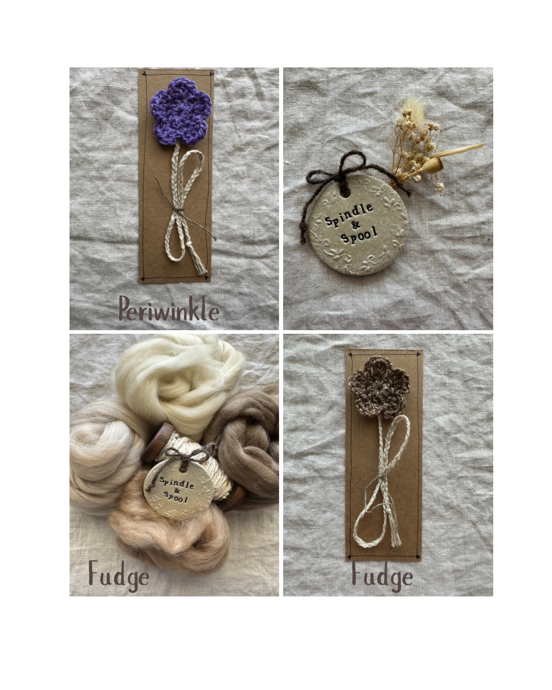 Handspun Crocheted Flower Bookmarks