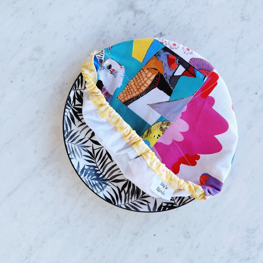 Australian birds reusable fabric bowl covers. Set of two. Proofing cloths.