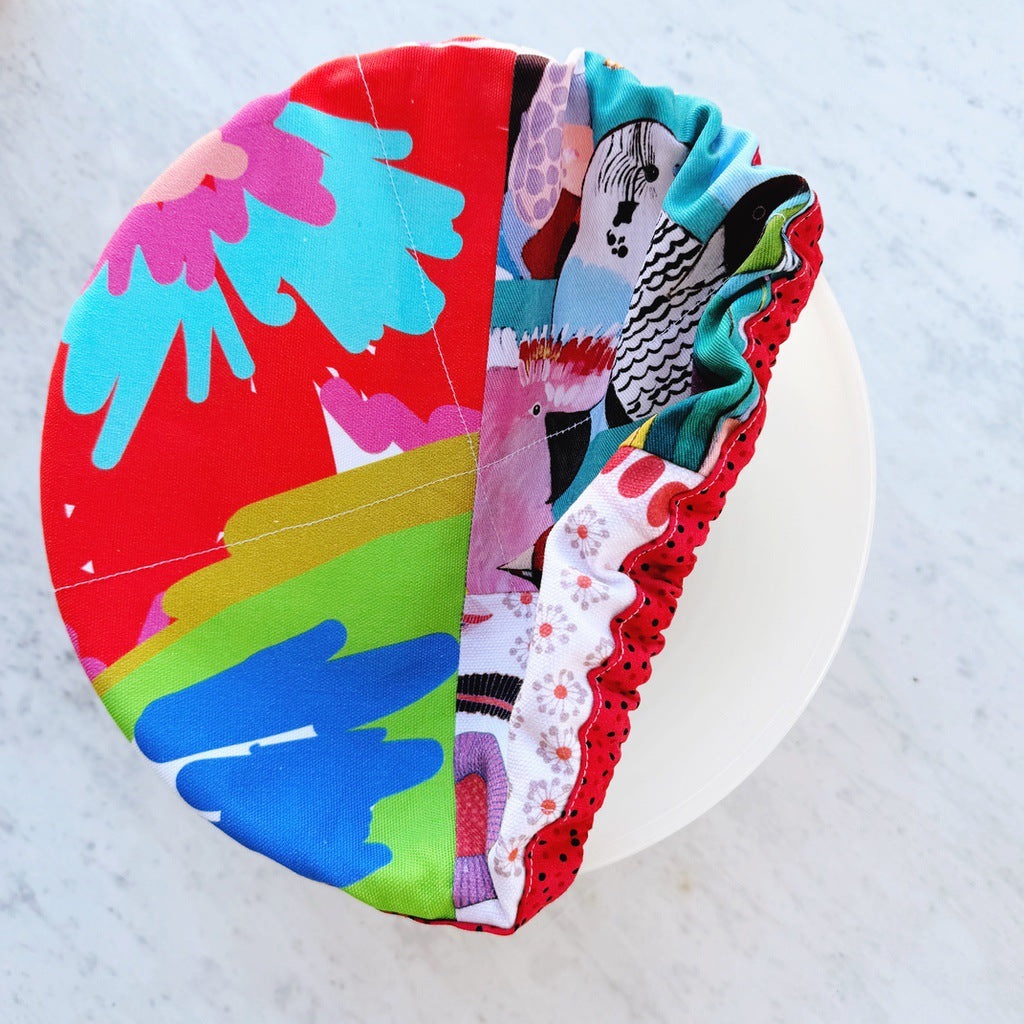 Australian birds reusable fabric bowl covers. Set of two. Proofing cloths.