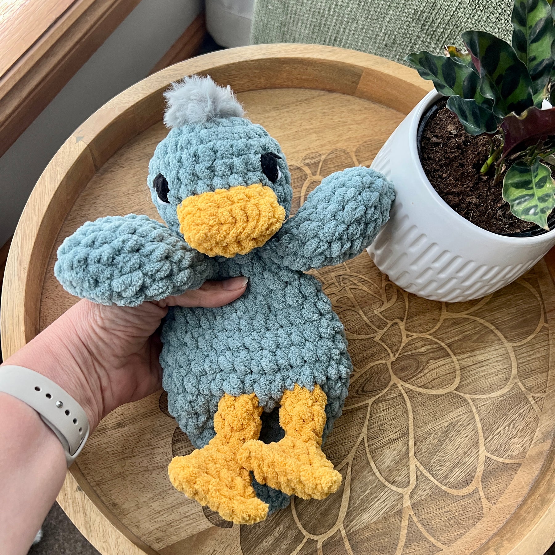 Handmade Modern crochet Della Duck Lovey MADE TO ORDER
