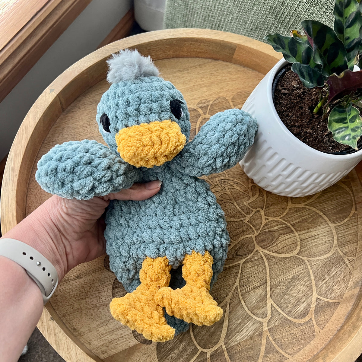 Handmade Modern crochet Della Duck Lovey MADE TO ORDER