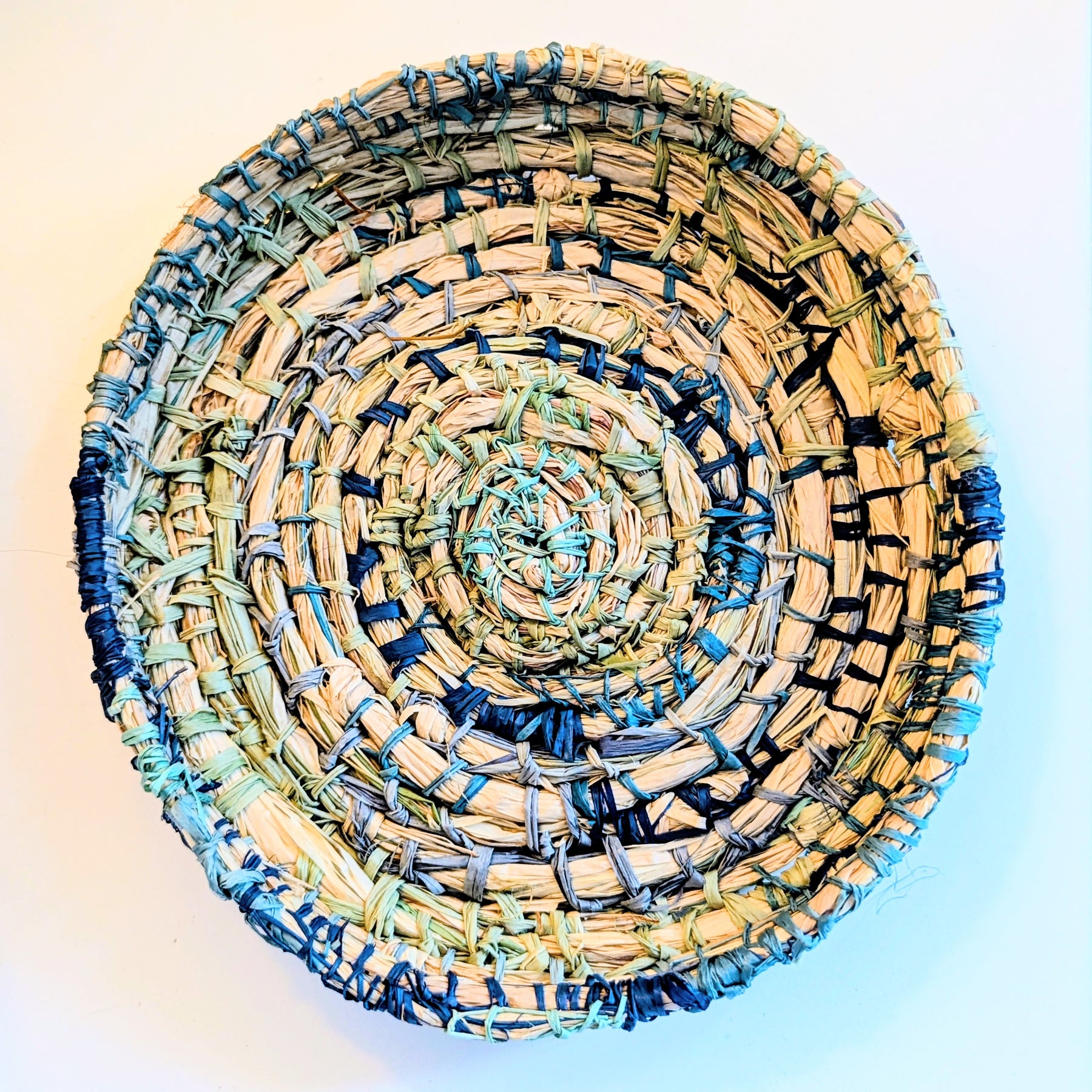 Basket | Small | Storage Basket | Rockpool Blues Natural Raffia