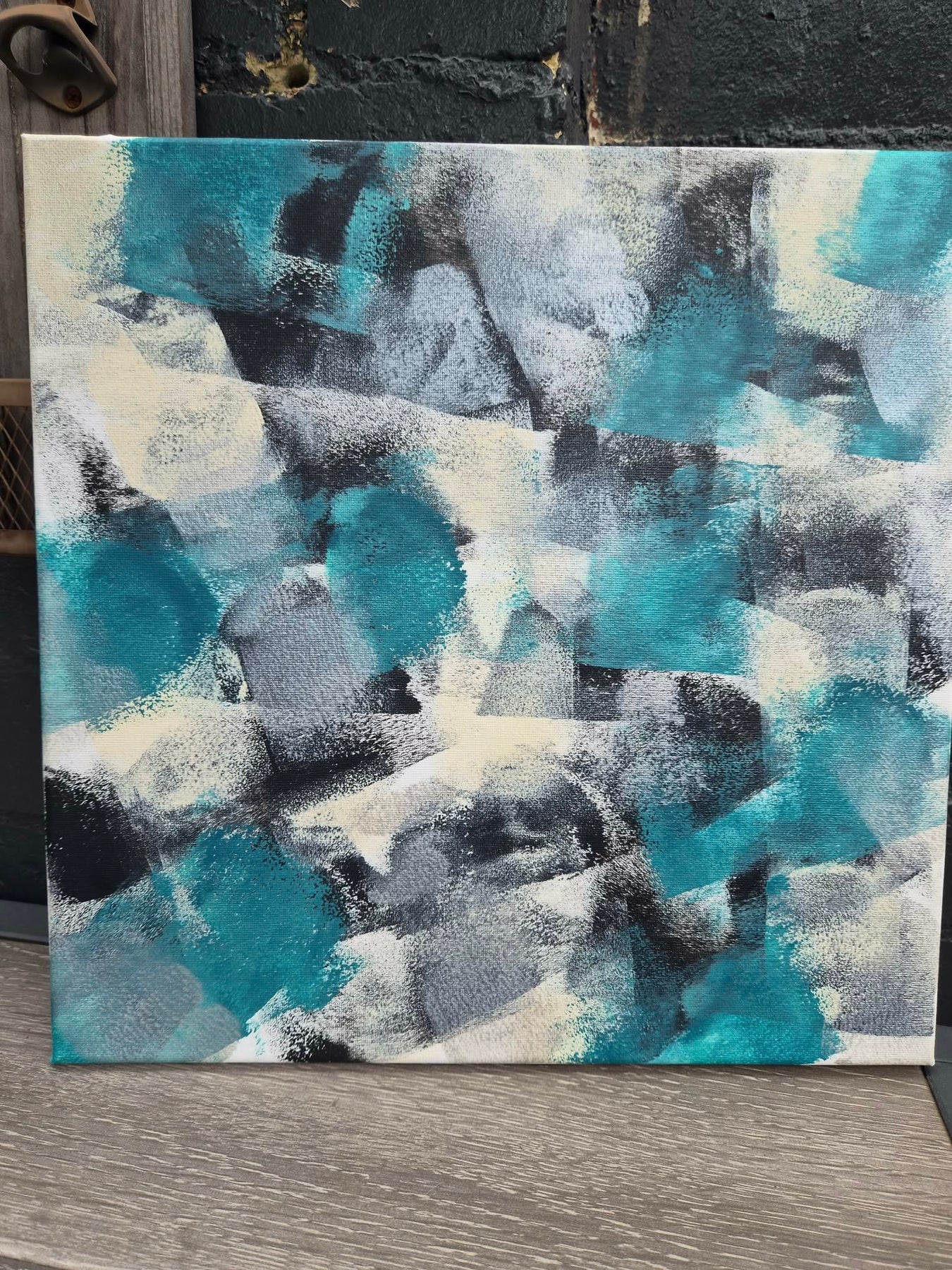 Teal Collision - Original Abstract Artwork 35cm × 35cm