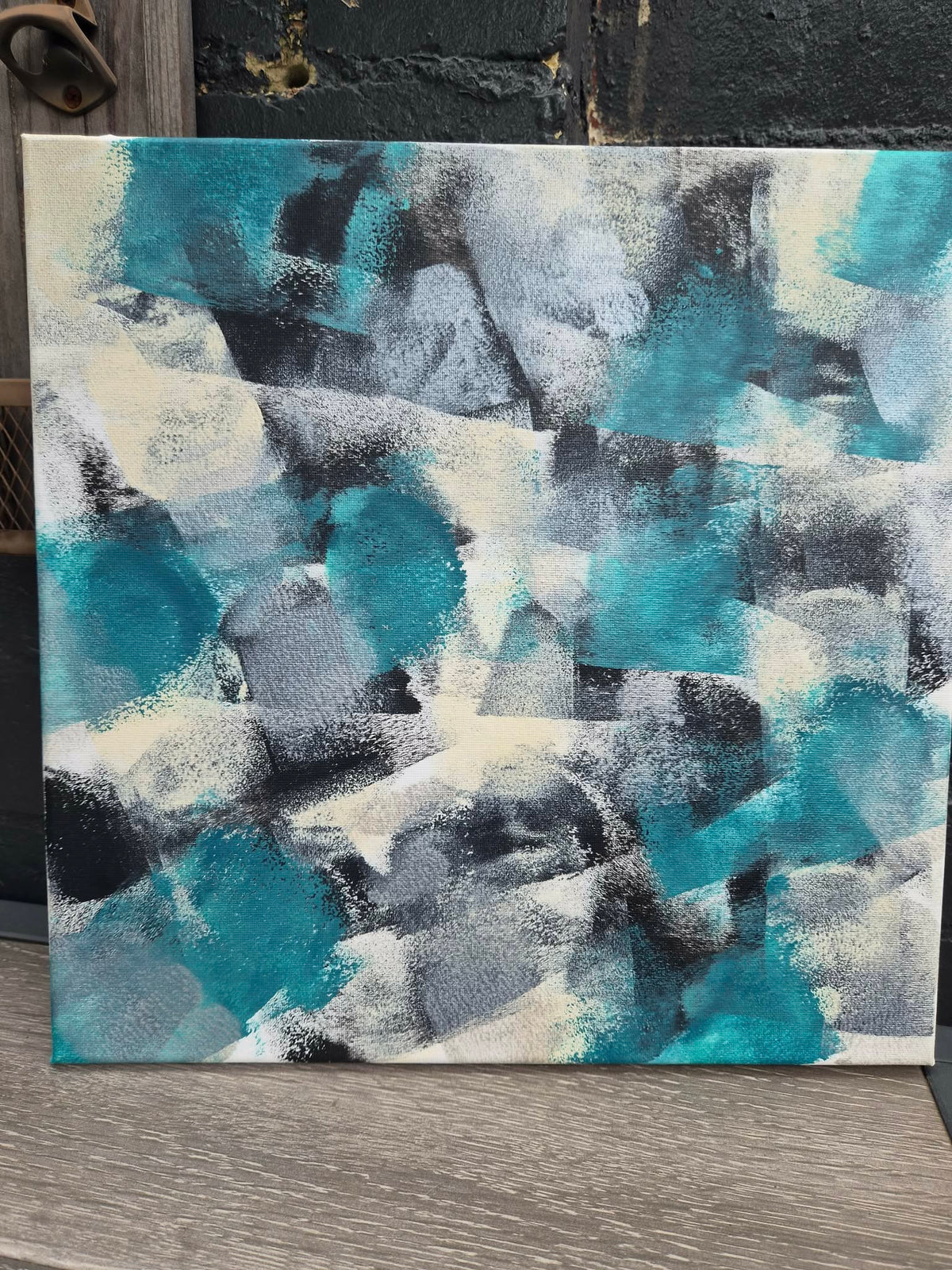 Teal Collision - Original Abstract Artwork 35cm × 35cm
