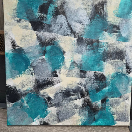 Teal Collision - Original Abstract Artwork 35cm × 35cm