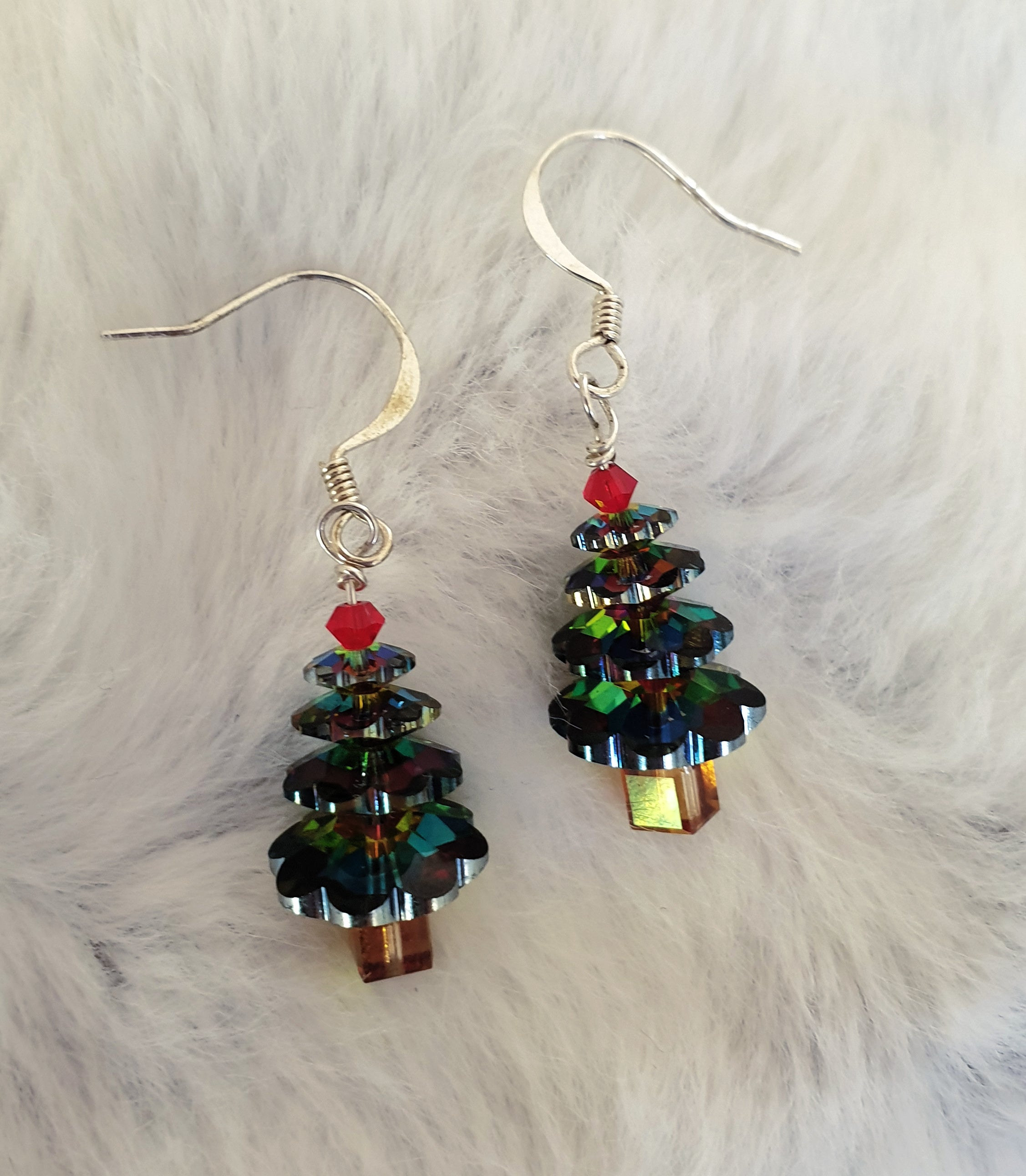 Sparkly Crystal Christmas Tree Earrings