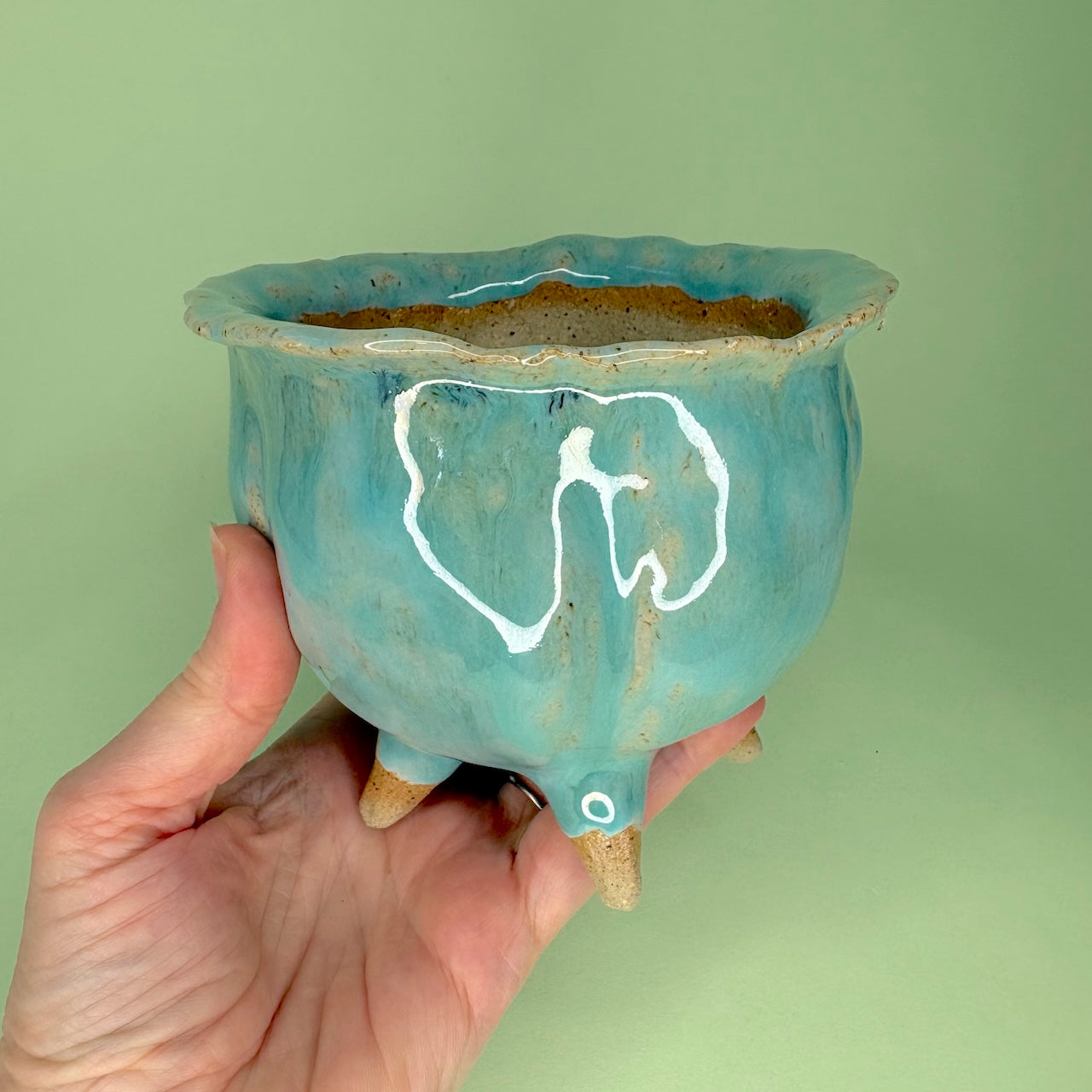 Ceramic cauldron orchid pot