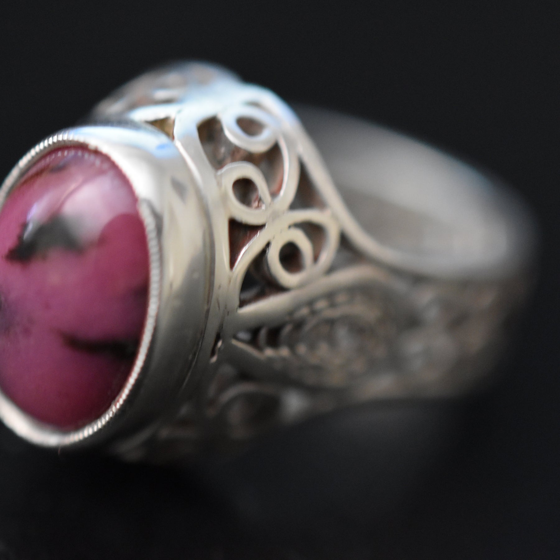 Rhodonite Ring size 16.5mm filigree design
